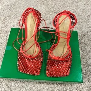 Bottega Veneta Sunburst heeled sandals, size 39C